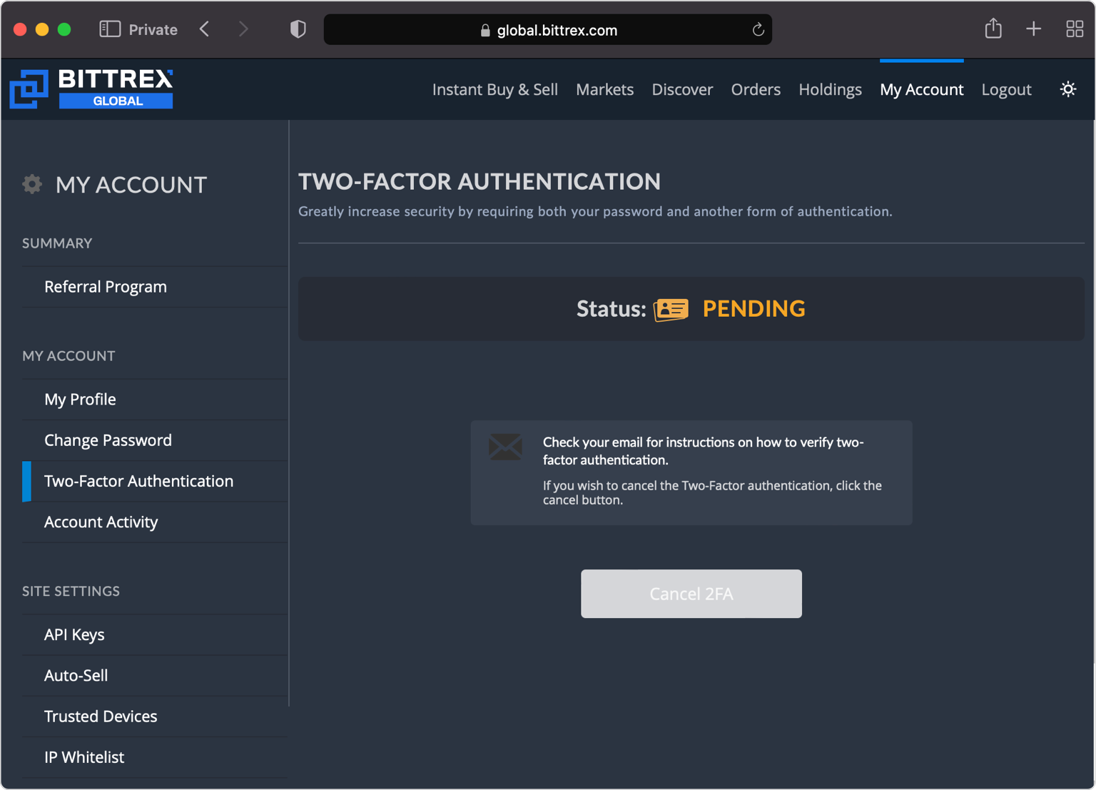 Activate Two-Factor Authentication
