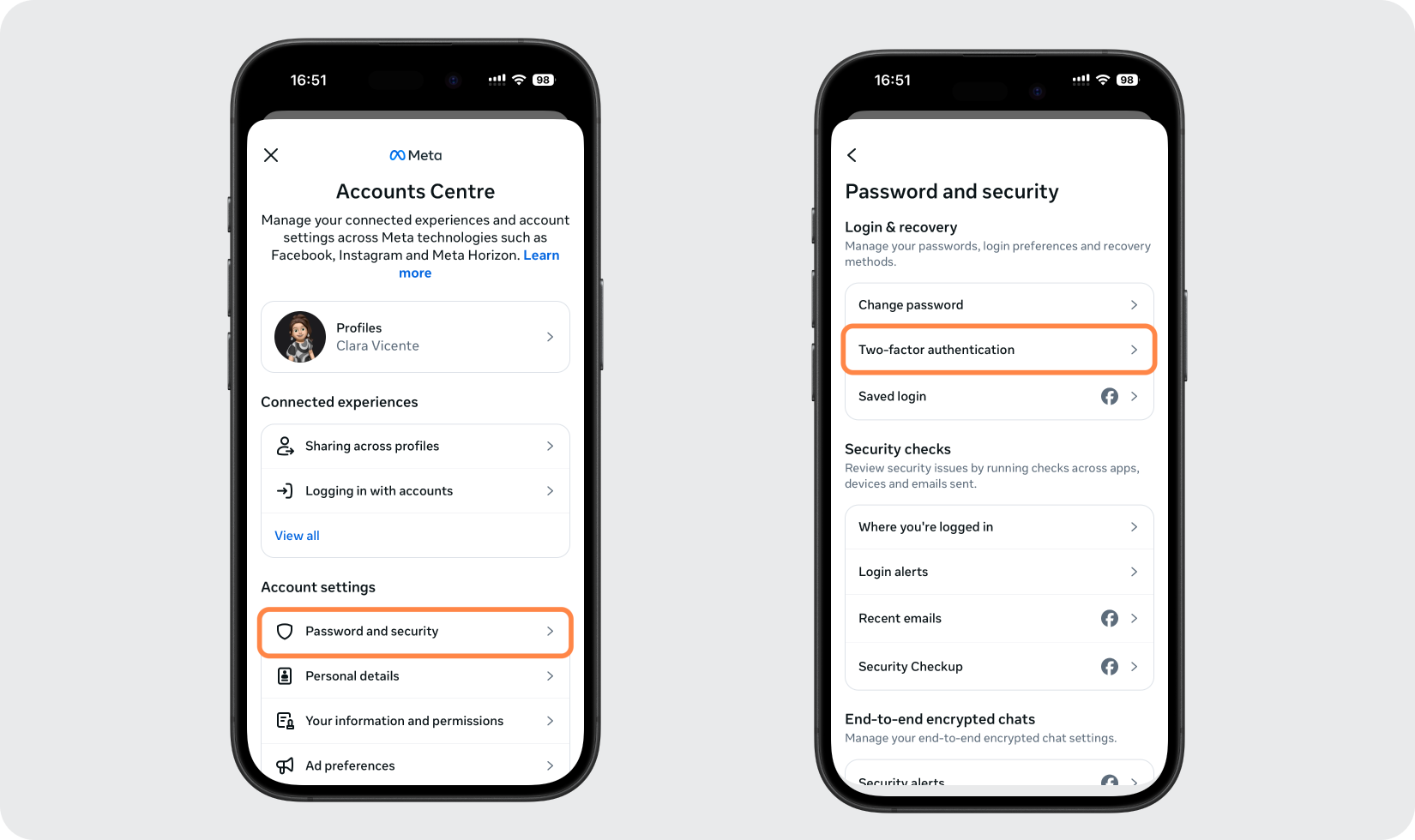 Navigate to Two-Factor Authentication