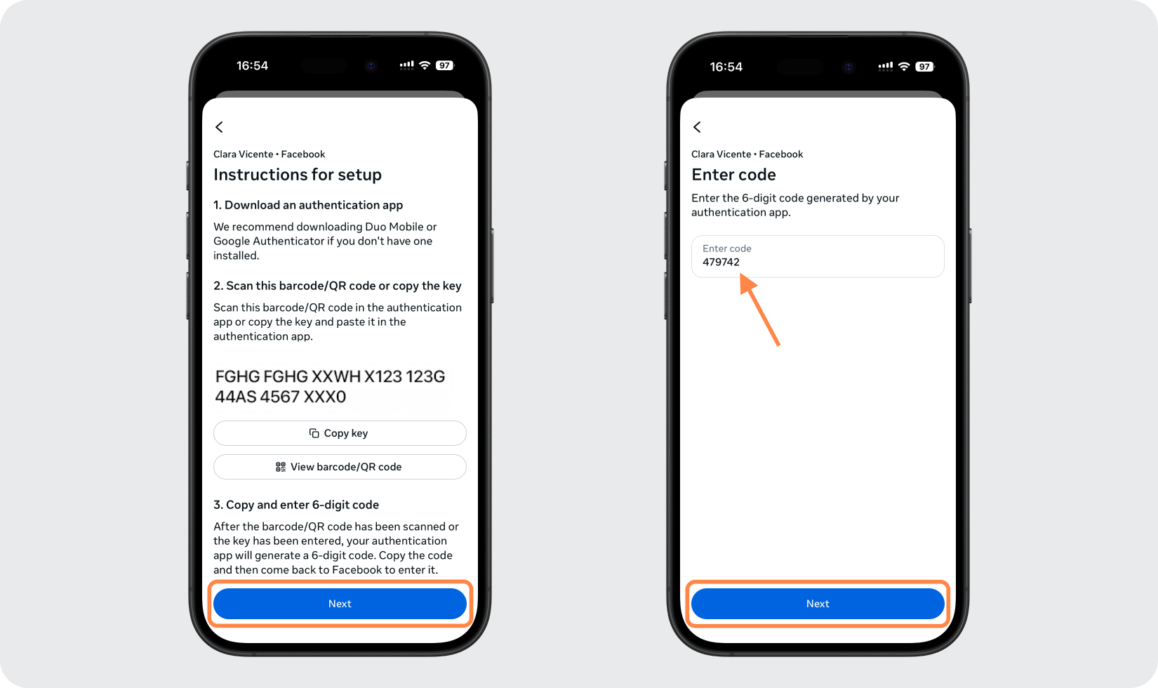 Confirm Setup in Facebook