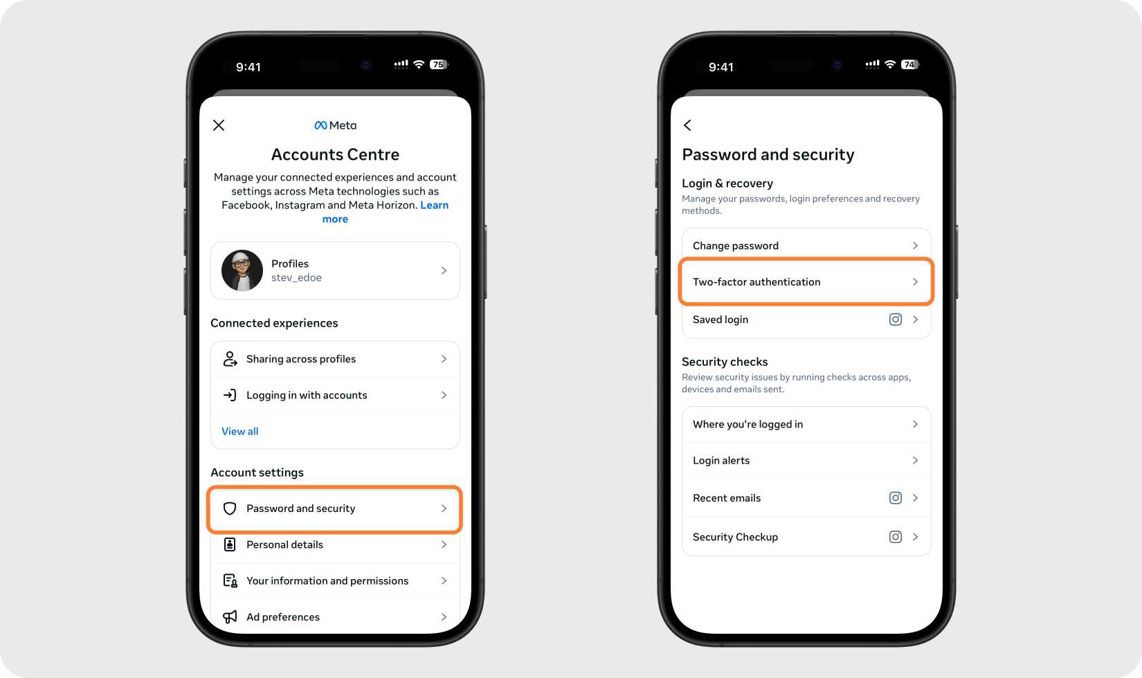 Navigate to Two-Factor Authentication