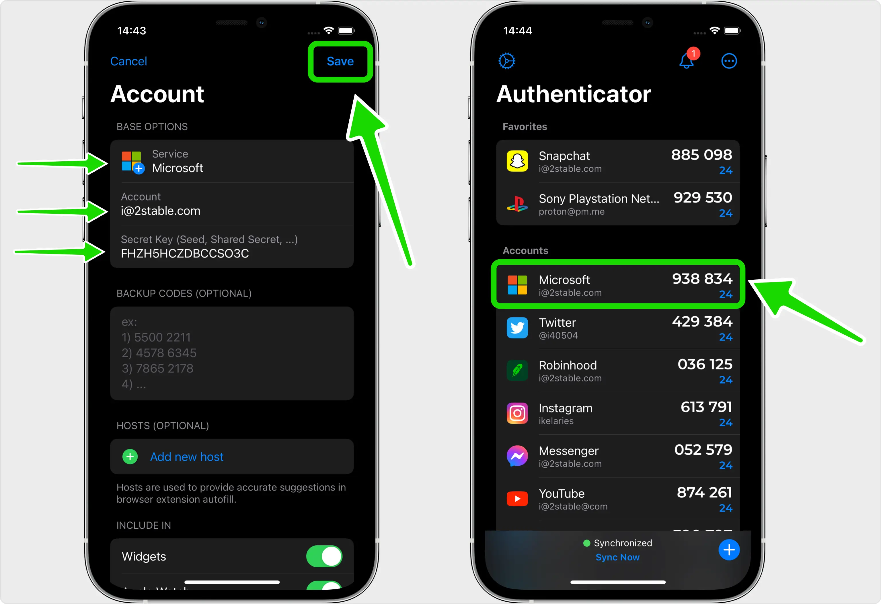 Authenticator app displaying Microsoft account six-digit verification code after setup on mobile device.