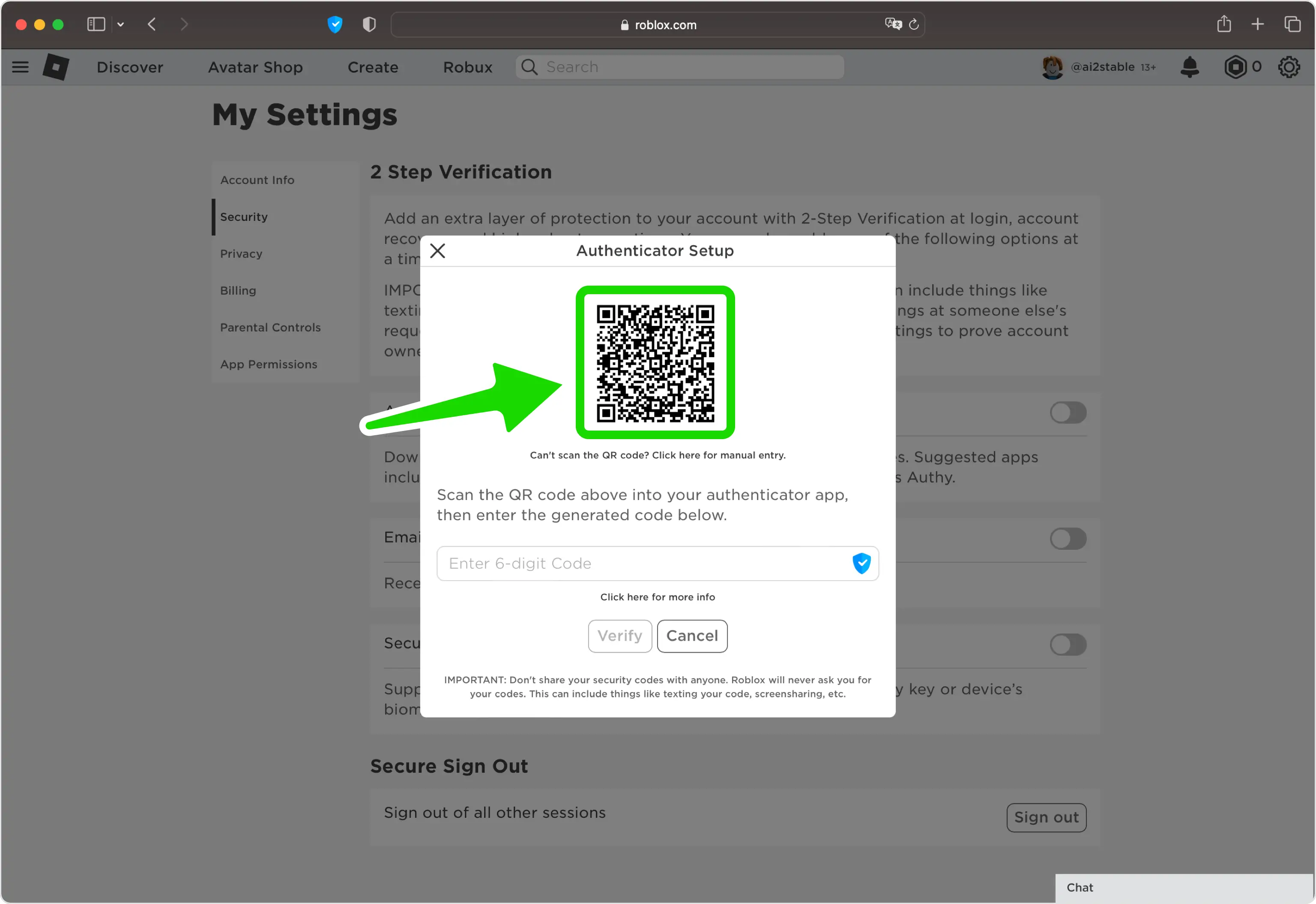 How to enable 2-Step Verification for Roblox