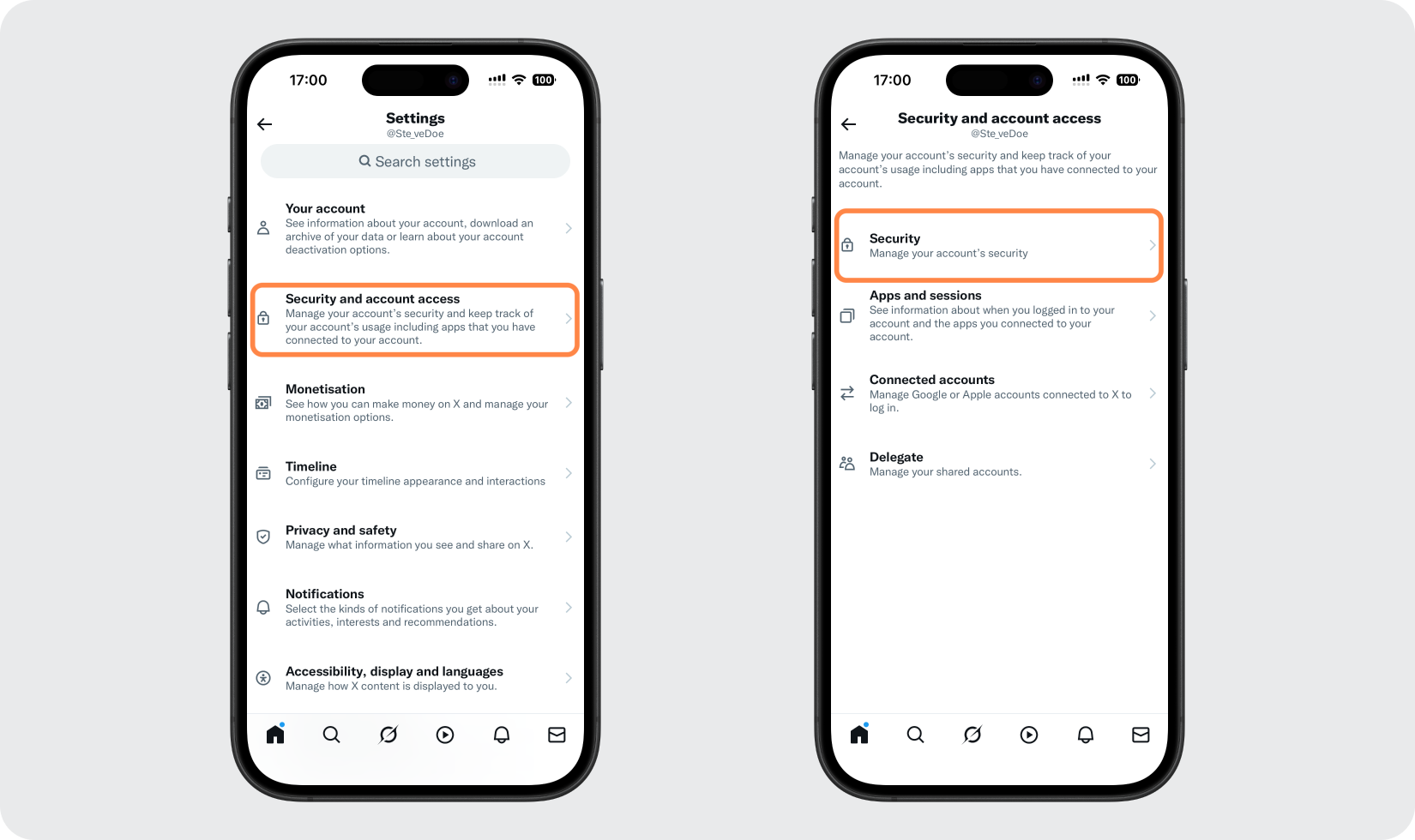 Go to Security settings